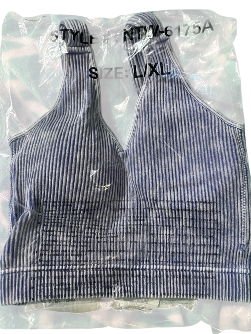 NIP - Zenana Padded Mineral Washed Ribbed Crop Top